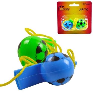 Imagem de Apito de Plástico 2 Peças Bola de Futebol Color - Tudo em Caixa - Gené