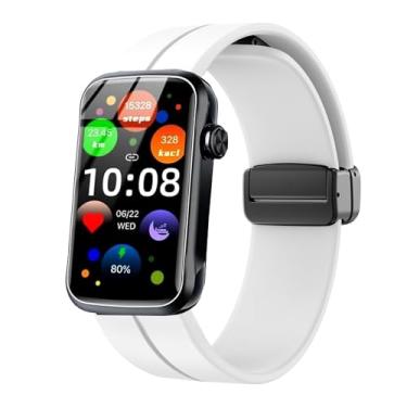 Imagem de Lamshaw Compatível com pulseiras de relógio inteligente Fempoin, pulseiras esportivas de silicone macio compatíveis com relógio inteligente Fempoin T31 (branca, pulseira de tamanho de 16 mm)