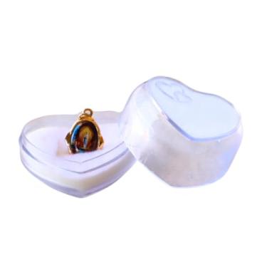 Imagem de Medalha N Sra de Lourdes + caixa acrílica coração