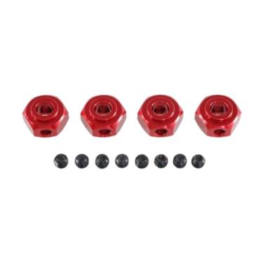 Imagem de Generic Adaptadores de cubo sextavado para roda de 12 mm, acessório faça você mesmo resistente, conector sextavado para atualização para veículos de carro RC, Vermelho