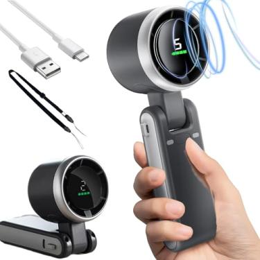 Imagem de XIXITOP Regularlyk Ventilador turbo portátil portátil, vento de 5 marchas, ventilador turbo portátil N607, visor digital recarregável tipo C 2025 para viagem/acampamento/exterior (preto) 1)