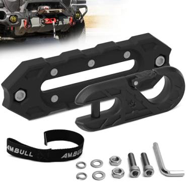 Imagem de AMBULL Guincho de reboque com gancho de reboque, atualização Al Hawse Fairlead com gancho de guincho de aço forjado G80 para guincho elétrico, resistência à ruptura de 14,968 kg, para gravação de