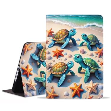 Imagem de JDHJFBFJNP Capa para Samsung Galaxy Tab S10 FE+/S10 FE Plus 13,1 polegadas 2025 (Modelo: SM-X620/X626B), capa fólio de couro PU premium com suporte para hibernar/despertar automático, linda tartaruga