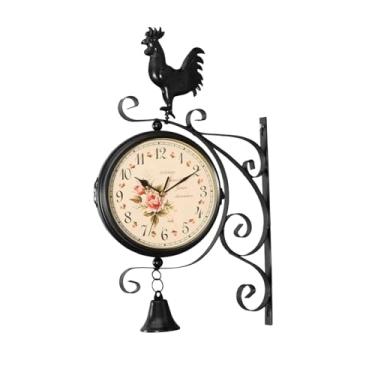 Imagem de XLWLLNJ Relógio de parede dupla face com design, decorativo, anti-taque, para sala de jantar, hotel, fazenda