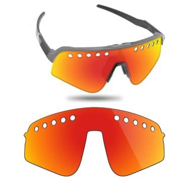 Imagem de Fiskr Lentes polarizadas de substituição compatíveis com óculos de sol Oakley Sutro Lite Sweep Vented OO9465, resistente a impactos e ajuste perfeito - vermelho fogo