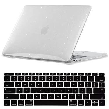 Imagem de Capa para laptop compatível com MacBook Pro de 13 polegadas versão 2016-2020 A2338 M1 A2289 A2251 A2159 A1989 A1708 A1706, capa de plástico e película de teclado com glitter brilhante - branca