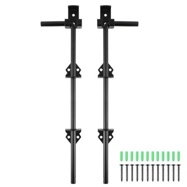 Imagem de Skelang 2 peças de parafuso de cana, haste de queda de portão resistente de 38 cm, trava de aterramento de portão de aço para segurar portão de madeira aberto e fechado