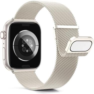 Imagem de HAOZHI Pulseira Magnético Compatível com Apple Watch 49mm 46mm 45mm 45mm 44mm 42mm 42mm 41mm 40mm 38mm,Bracelete Correia de Metal para iWatch Ultra SE 3 2,Series 11 10 9 8 7 6 5 4 3 2 1 (49mm/46mm/45mm/44mm/42mm(Série 3/2/1))