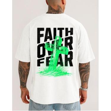 Imagem de Camiseta Oversized Masculina Fé Academia Faith Over Fear - Crushed, Br