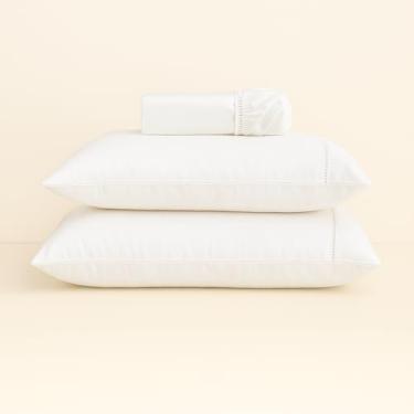 Imagem de Jogo De Lençol Algodão 400 Fios Micropercal (Solteiro, Casal, Queen, King) (Branco, King)