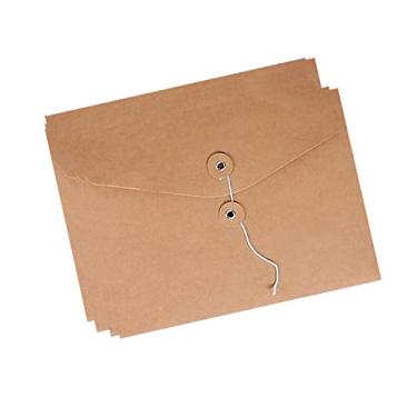 Imagem de 10 envelopes de papel Kraft A4, pastas de arquivos, pasta de documentos, com fecho de cordão para carteira, bolsos, sacos de arquivos, bolsa organizadora de papelada, para escritório, escola, casa