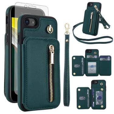 Imagem de Capa de telefone para iPhone 7/8/SE 2020/2022 RFID carteira celular e protetor de tela alça transversal suporte para cartão de crédito iPhone7 iPhone8 7s 8s i SE2020 SE2022 2/2nd/3/3ª geração mulheres