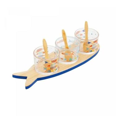 Imagem de Petisqueira Wolff C/7 Pças Com Bandeja Vidro Bambu  21008