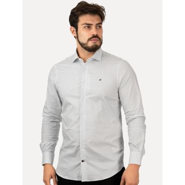 Imagem de Camisa Tommy Hilfiger Masculina Slim Mini Print Branca-Masculino