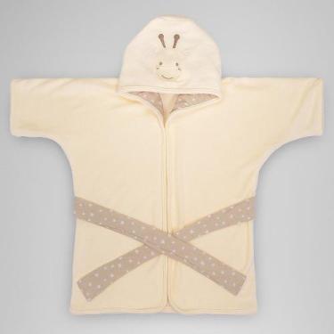 Imagem de Roupão de bebê plush c/ capuz bichinhos petit i bublim, Girafa creme r