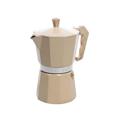 Imagem de Cafeteira Italiana Wolff 300ml em Alumínio Cabo Plástico 6 Doses Bege Fosca 