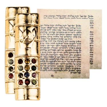 Imagem de Kit 2 Mezuzá Carro 12 Tribos Dourado 5cm Judaico - Loja Horebe, Dourad