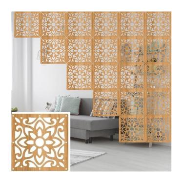 Imagem de Divisor De Quarto à Moda Que Pendura A Tela Ajustada, Decoração Da Sala De Tela Da Privacidade Da Divisória Da Placa Do Madeira-plástico, Para A Sala De Estar, Jantar, Pattern 4, 13PCS