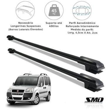 Imagem de Travessa Teto Slim Aluminio Preto Fiat Doblo 2001 A 2017