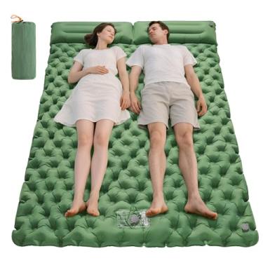Imagem de Almofada de dormir inflável para 2 pessoas para acampamento, tapete de acampamento duplo, ultraleve, colchão de ar, bomba de pé, durável, impermeável, compacto, tapete de dormir para atividades ao ar