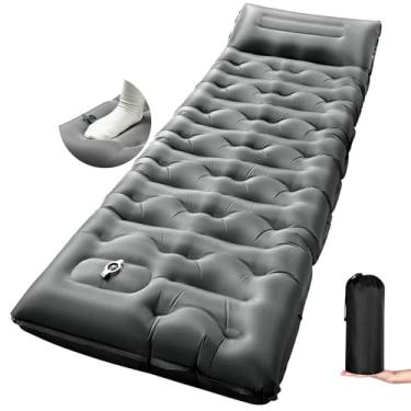 Imagem de KASBAH Almofada de dormir para acampamento, colchão inflável extra grosso de 15 cm com bomba de pé e travesseiro embutido, tapete de dormir portátil para acampamento, equipamento de mochila para