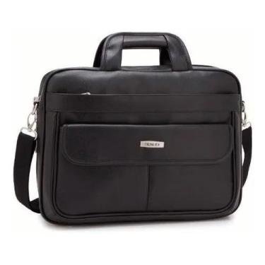 Imagem de Pasta Executiva Maleta para Notebook 15 Denlex em Couro Sintético Preto Bolsa Masculina e Feminina com Alça