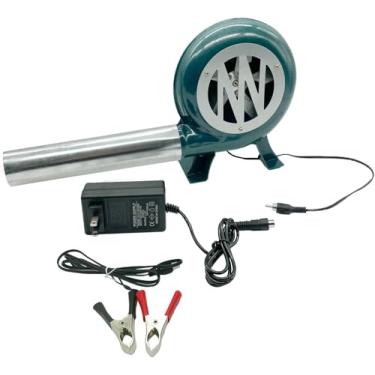 Imagem de ZJSGLA Ventilador elétrico versátil de velocidade variável, ventilador de churrasco, ventilador duplo de chaminé de carvão 12 V 120 V, adequado para churrasco, mini ferreiro, forjas, soprador com