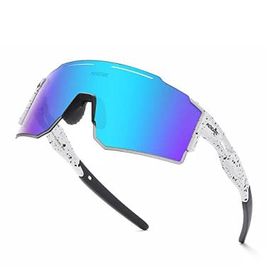 Imagem de ZEMFAY Óculos de sol esportivos polarizados masculinos e femininos, óculos de ciclismo quadrados de uma peça UV400 à prova de vento para dirigir, correr, pescar, golfe (C7)