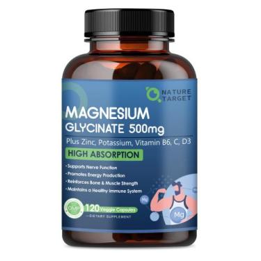Imagem de Suplemento Nature Target Glicinato de Magnésio 500 mg 120 cápsulas