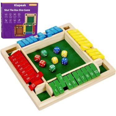 Imagem de Jogo de dados Shut The Box Kiapeak de madeira para 1-4 jogadores