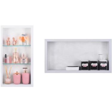 Imagem de Nicho Em Porcelanato Para Banheiro E Nicho com Prateleira De Vidro - K