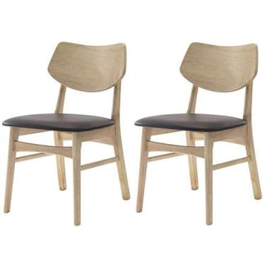 Imagem de Kit 2 Cadeiras Edna Rivatti Revestida em PVC Preto Estrutura em Madeir