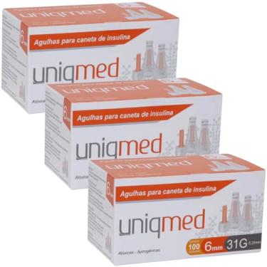 Imagem de Agulha para Caneta de Insulina 32G 6mm Uniqmed | Kit com 3 Caixas de 100 Unidades - Estéril, Bisel Ultrafin Trifacetado, Conforto e Precisão, Compatível com Todas as Canetas