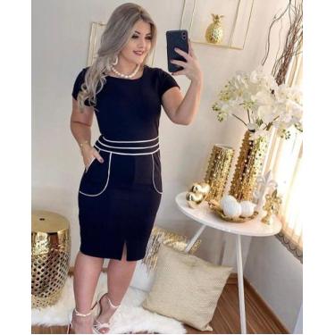 Imagem de Vestido Midi Plus Size Bolso Moda Evangélica Feminina - Miss Flower, P