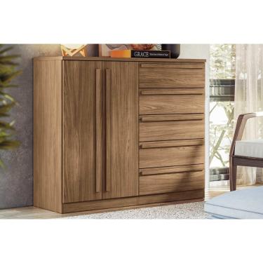 Imagem de Cômoda de Quarto Málaga 2.5 c/ 2 Portas e 5 Gavetas Jatobá - Santos Andirá