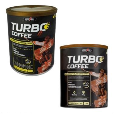 Imagem de Kit 2 Potes Energético Turbo Coffee Hipervita Suplemento 220g Foco Ene