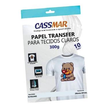 Imagem de Papel Transfer Jato De Tinta A4 Tecidos Claros 300g/m² Cassmar 10 FLS