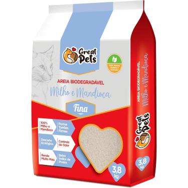 Imagem de Areia Higiênica Biodegradável Para Gatos Great Pets Fina 3,8kg