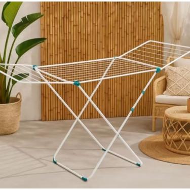 Imagem de Varal de Roupa Dobrável, Secador de Roupas com 12 Barras, Branco