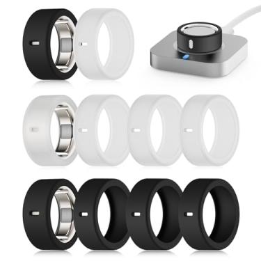 Imagem de Snyeest Capa compatível com Oura Ring 4/Gen 3 Heritage/Gen 3 Horizon, carregamento direto, silicone antiarranhões anel elástico capa de dedo woking out academia para mulheres e homens - 10 pacotes