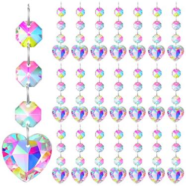 Imagem de Briwooody 30 peças de decoração de lustre em forma de coração, decoração de cristal de acrílico pendurado, pingente de substituição de prisma moderno para corredor luzes de casamento janela árvore de