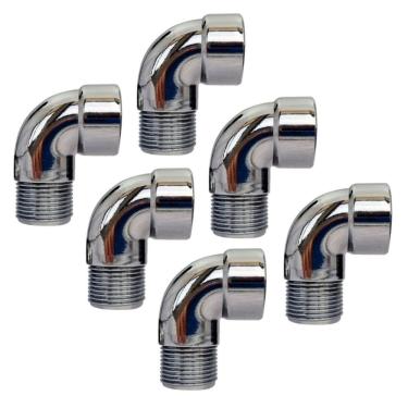 Imagem de Kit 6 Joelho Cotovelo Curva Metal Cromado Rm X Rf 3/4`` X90