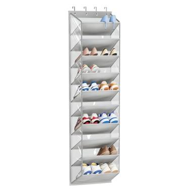 Imagem de SLEEPING LAMB Organizador de sapatos de 10 camadas sobre a porta com bolsos profundos transparentes, suporte para pendurar para armazenamento de porta, 20 pares de suportes de tênis para botas de