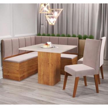 Imagem de Canto Alemão com Baú Londres com 2 Cadeiras Milão Viero, Mel/Blonde/Ve