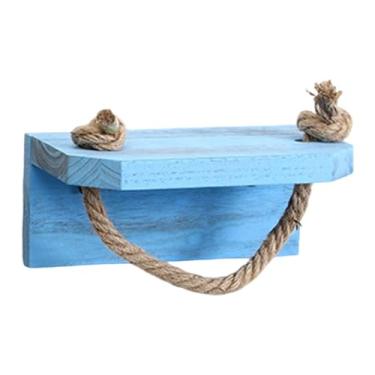 Imagem de FytStycale Suporte para Papel Higiênico com Prateleira Suporte para Rolo de Papel Higiênico Banheiro de Hotel Banheiro de Madeira Dispensador Criativo Porta-lenç, Azul, Tamanho real