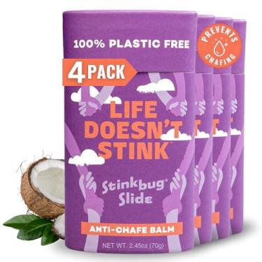 Imagem de Stinkbug Naturals Bastão de bálsamo antiatrito sem plástico orgânico, ingredientes 100% naturais, embalagem sem alumínio, 69,5 g pacote com 4