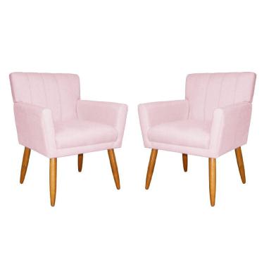 Imagem de Kit 2 Poltronas Decorativa Para Sala Recepção Cecília Suede Rosa Bebe - LM DECOR
