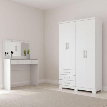 Imagem de Guarda Roupa Solteiro Caju 4 Portas e Penteadeira Daila Ambiente com L