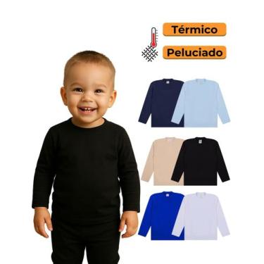 Imagem de Kit 4 Blusas Térmicas Infantil bebê Menino Manga Longa Blusas Térmicas