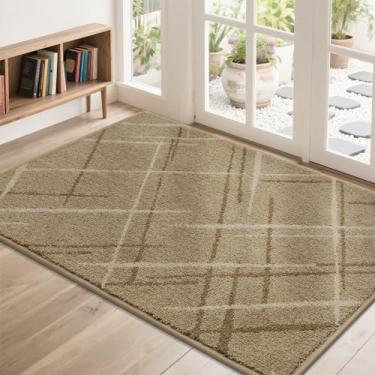Imagem de COSY HOMEER Tapete de porta frontal discreto antiderrapante para entrada, tapete de entrada lavável para caçador de sujeira absorvente, capachos de poliéster resistente para patas enlameadas (122 x 81